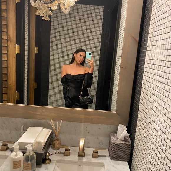 black full length meshki Giselle dress - size L - Picture 3 of 4